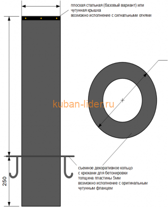 Фиксированный  столб SCUDO F 220/700 - 6 бетонируемый тип 1